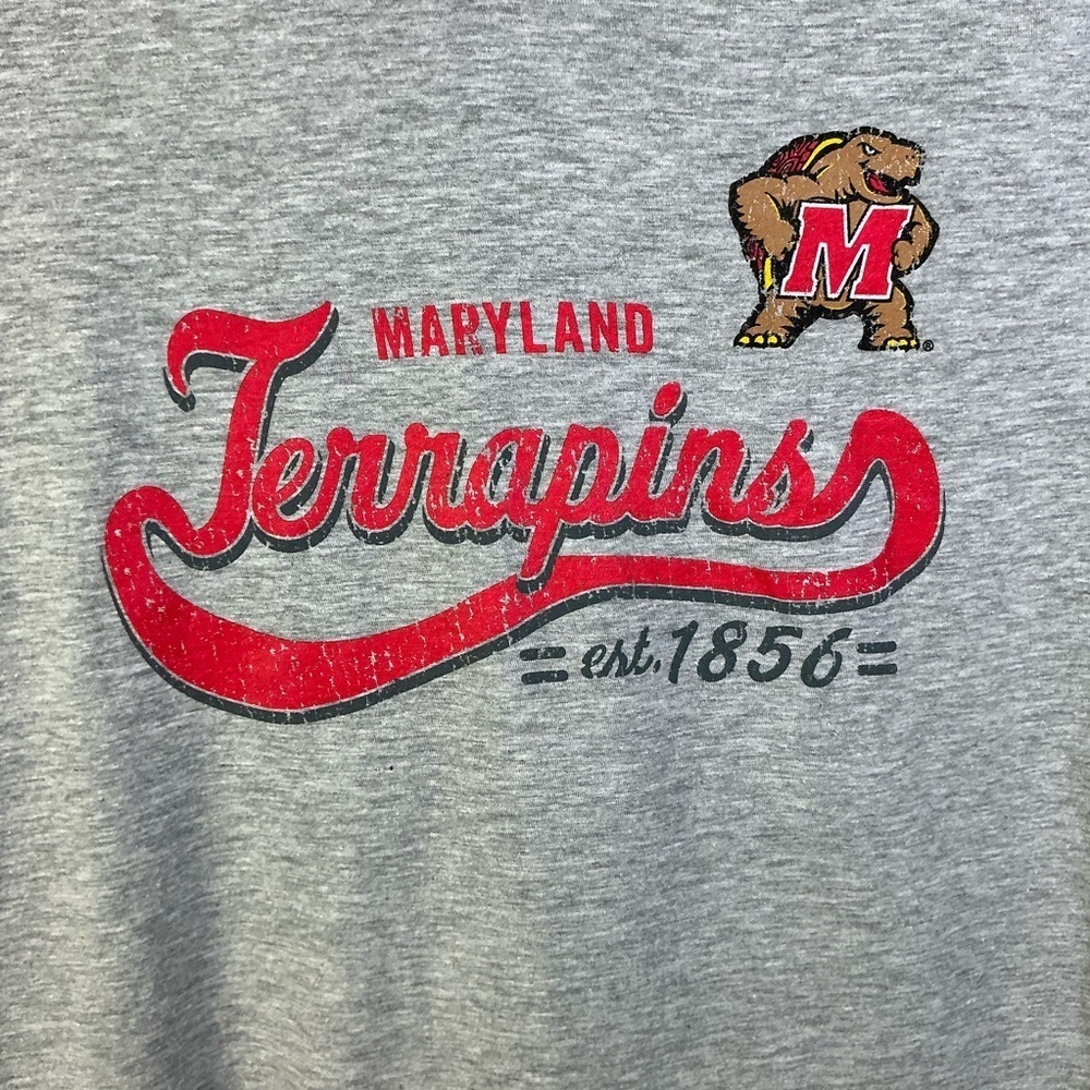 University Maryland Terrapins Tee Shirt Long Sleeve Logo MD Gray Women SZ Large - Picture 2 of 16